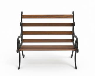Miniature Cast Iron and Wood Slat Bench