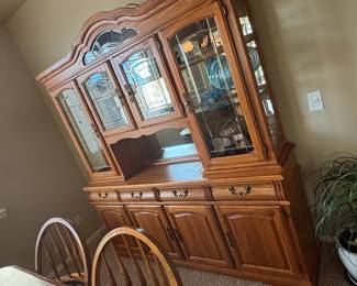 Richardson Brothers Oak Dining Set with Hutch and Windsor Chairs