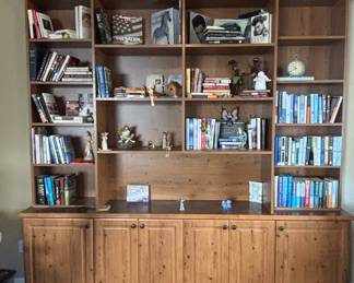 Ethan Allen Style Pine Bookcase with Cabinet Base