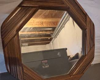 Vintage Octagonal Oak Mirror