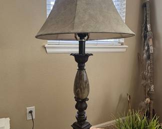 Traditional Table Lamp with Faux Marble Accents
