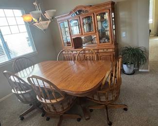 Richardson Brothers Oak Dining Set with Hutch and Windsor Chairs