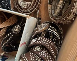 Assorted Western-Style Embellished Belts, including B.B. Simon