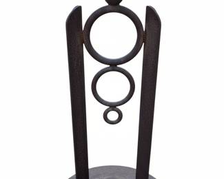 Modern Metal Garden Bird Bath with Abstract Sculptural Base