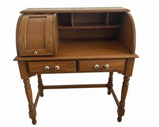Antique Child's Oak Roll-Top Writing Desk