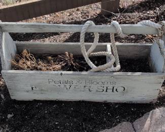 Rustic Wooden Garden Caddy "Petals & Blooms"