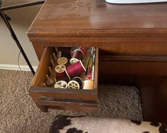 Vintage Singer 301A Sewing Machine in Cabinet with Stool