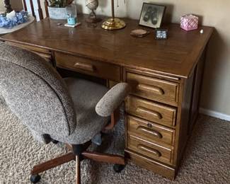 Vintage Oak Executive Desk and Office Chair