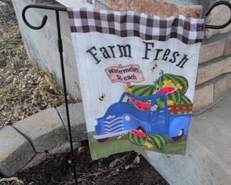 Farm Fresh Watermelon Truck Garden Flag