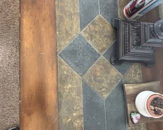 Wooden Coffee Table with Tiled Inlay
