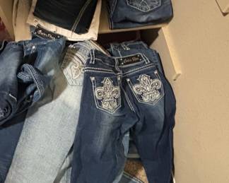 Women's Designer Jeans Assortment (Miss Me, Rock Revival, LADOL) and Casual Tops
