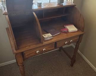 Antique Child's Oak Roll-Top Writing Desk