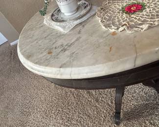 Victorian Oval Marble Top Parlor Table