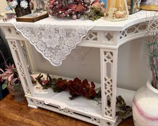 entry way table and knick knacks