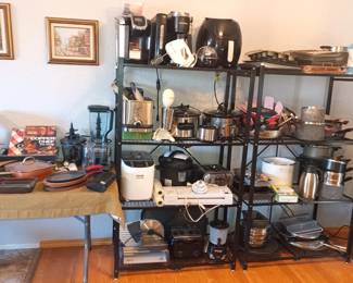 Kitchen appliances, pots and pans