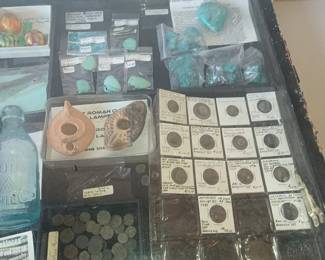 Old coins and turquise