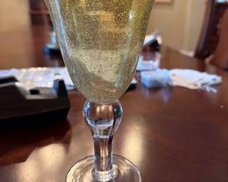 Set of 10 Marano glass wine goblets. Hand blown 
