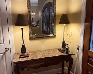 Designer table and lamps 