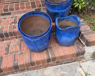 Pretty blue glazed pots from Tallahassee Nursery