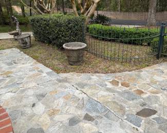3 matching concrete planters heavy