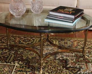 "Look at my feet" & HEAVY beveled Glass top!