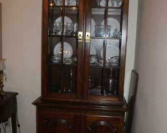 Outstanding size China/Curio Cabinet with Serving Leaf-Drawer inside