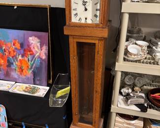 Antique Oak Grandmother Clock