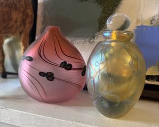 Unique Vintage Artist Signed Glass Perfume Bottles