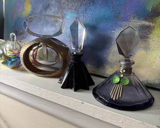 Unique Vintage Artist Signed Glass Perfume Bottles