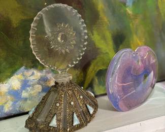 Unique Vintage Artist Signed Glass Perfume Bottles