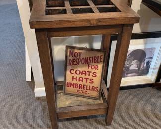 Antique Oak Umbrella Stand