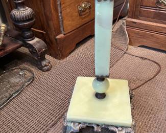 Antique Uranium Glass Floor Lamp with Incredible Stained Glass Shade