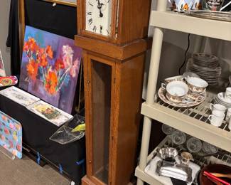 Antique Oak Grandmother Clock