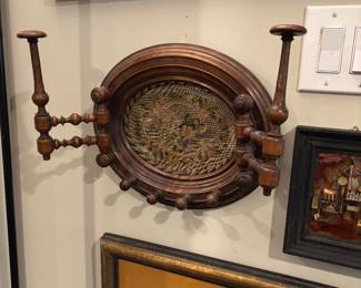 Antique Victorian Embroidered Hat/Coat Rack