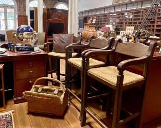 RUSTIC HACIENDA STYLE BARSTOOLS, PICNIC BASKET