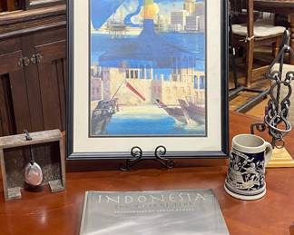 FRAMED ENERGY INDUSTRY ART, BEER STEIN