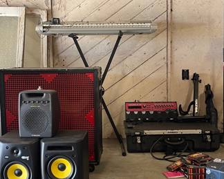 KRK ROKIT 6 STUDIO SPEAKERS, BOSS RC-50 LOOP STATION, PEAVEY 412FC ENCLOSURE GUITAR CABINET