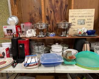 CHAFING DISHES, NESPRESSO MACHINE, CORNING DISHES