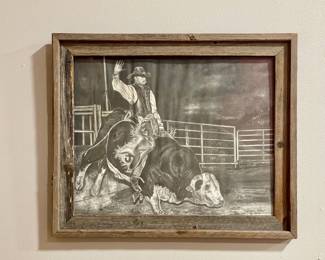 FRAMED PENCIL DRAWING BY DARREL APPELT CIRCA 2000