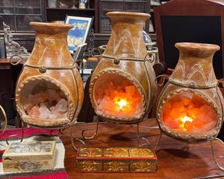 DESKTOP LIGHT UP SALT STONE CHIMINEAS