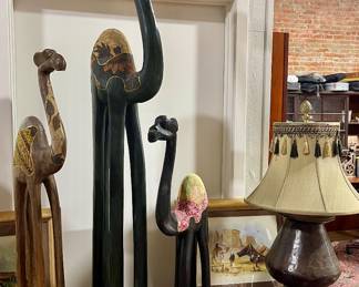 WOOD CARVED CAMELS