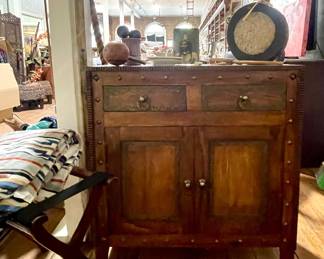 PIER 1 ARTISAN RUSTIC STORAGE CABINET, PENDLETON BLANKET