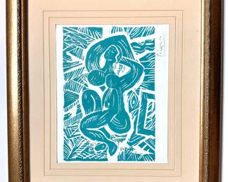 Pablo Picasso (B1881 Spain) Original Signed Linocut Print With Certificate Of Authenticity "Reclining Nude" Lot #: 5