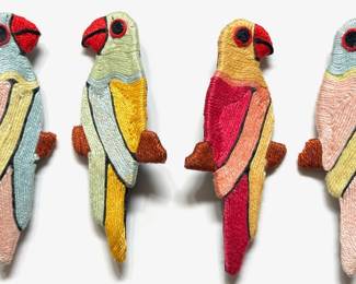 5 Embroidered Parrot Pins Lot #: 102