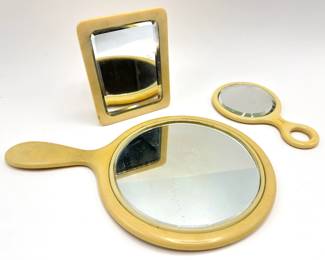 3 Vintage Art Deco Celluoid Mirrors, Standing By Amerith USA Lot #: 86