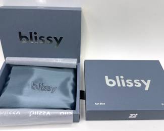 2 Blissy New In Box Standard 100% Pure Mulberry Silk Pillowcases In Ash Blue Lot #: 98