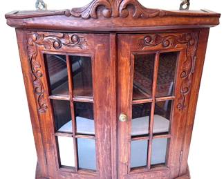 Vintage Solid Wood Curio Cabinet Or Medicine Cabinet Lot #: 10