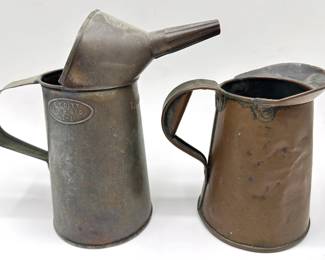 Vintage Trade Triplex N.Y. City Approved Oil Can & Copper Measuring Pitcher Lot #: 53