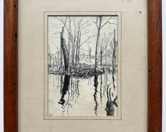 Carol Wolff Original Landscape Drawing, Signed Lot #: 18