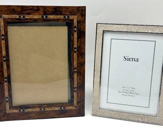 2 New Picture Frames: Siena Faux Shagreen & Burnes Burl Wood With Inlays For 5x7 Photos Lot #: 115